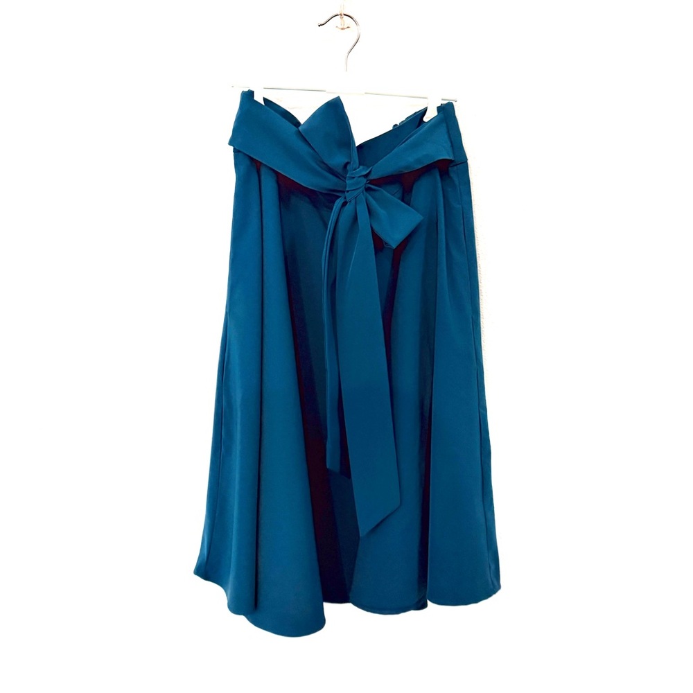 NWT *** BELLE POQUE ***Elegant Teal Midi Vintage Women's Skirt w/Bow and Pockets